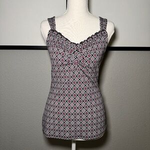 White House Black Market Printed Knit Top – XS – Black / White / Magenta